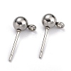 304 Stainless Steel Ball Post Stud Earring Findings STAS-Z035-01P-H-2