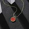 304 Stainless Steel Dark Red Enamel Ladybug Pendant Cardano Chain Necklaces for Women NJEW-U032-07G-02-1