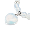 Opalite Round Beaded Stretch Bracelet with Heart Charm BJEW-JB09019-01-4