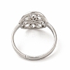 304 Stainless Steel Flower Adjustable Ring for Women RJEW-B027-19P-3
