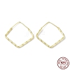 925 Sterling Silver Textured Rhombus Hoop Earrings EJEW-K258-05G-1