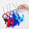 SUPERFINDINGS 6Pcs 6 Colors Woven Net/Web with Feather Pendant Decoration HJEW-FH0001-33-3