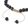 Adjustable 6mm Round Natural Lava Rock Braided Bead Bracelets BJEW-JB10615-02-4