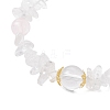Natural Quartz Crystal & Rose Quartz Beaded Stretch Bracelets for Women BJEW-JB12305-02-3