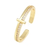 Brass Micro Pave Cubic Zirconia Cuff Open Rings CU-Z002-02G-4