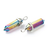Electroplate Non-Magnetic Synthetic Hematite Pointed Pendants X-G-M378-01P-B01-3