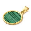 Resin Imitation Malachite Flat Round Pendants STAS-R229-13A-G-2