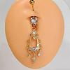 304 Stainless Steel Pave Clear Cubic Zirconia Curved Barbell Dangle Belly Rings FS-WG828D7-11-1