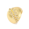 Brass Micro Pave Clear Cubic Zirconia Cuff Rings for Women RJEW-U043-03G-4