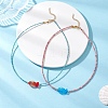 2Pcs 2 Colors Handmade Foil Lampwork Fish & Natural Apatite & Rhodonite Faceted Round Beaded Necklaces for Women NJEW-JN05536-2