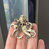 Octopus Alloy with Rhinestone Brooch for Backpack Clothes PW-WG2CCB5-01-4