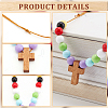 Wood Cross with Acrylic Beaded Pendant Necklaces for Women NJEW-AB00014-4
