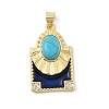 Brass Pave Synthetic Turquoise Pendants KK-U047-20G-02-1