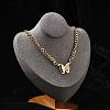 304 Stainless Steel Butterfly Pendant Twisted Chain Necklaces NJEW-U023-06G-3