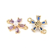 Brass Micro Pave Cubic Zirconia with Plastic Pearls Connector Charms LS-KK-Z145-09G-2