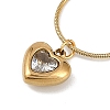 PVD Vacuum Plating 304 Stainless Steel Cubic Zirconia Heart Pendant Round Snake Chain Necklaces for Women NJEW-Z044-08G-2