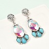 Alloy Synthetic Turquoise Dangle Stud Earrings EJEW-U053-04B-AS-3