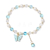 Frosted Dyed Synthetic Moonstone & Shell Pearl Round Beads Stretch Bracelets BJEW-JB11822-02-2