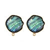 304 Stainless Steel Pave Natural Paua Shell Stud Earring Findings STAS-Z125-03G-1