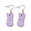 Rabbit Wooden Dangle Earrings EJEW-D189-01F-2