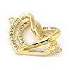 Rack Plating Brass Micro Pave  Clear Cubic Zirconia Double Heart Connector Charms KK-C052-41B-G-2