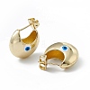 Enamel Crescent Moon with Evil Eye Stud Earrings EJEW-A093-01G-09-2