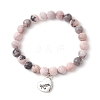 Mother's Day Theme Natural Pink Zebra Jasper Beads Stretch Braclets for Women BJEW-JB11452-2