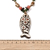 Ceramic Fish Pendant Adjustable Waxed Cord Necklaces for Women LS-NJEW-B146-04-5