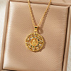 Vintage Brass Pave Cubic Zirconia Hollow Round Religion Virgin Mary Pendant Necklaces for Women EZ3168-2-1