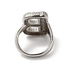 Letter Brass Micro Pave Clear Cubic Zirconia Open Cuff Ring for Women RJEW-N046-03B-P-3