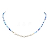 Boho Glass Beads & Shell Pearl Beaded Necklaces NJEW-JN04975-4
