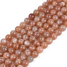 Natural Sunstone Round Bead Strands G-F266-11-8mm-01