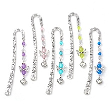 Angel Acrylic & Alloy Heart Charm Bookmarks AJEW-JK00317