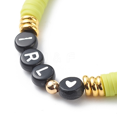 5Pcs 5 Color Polymer Clay Disc Surfer Stretch Bracelets Set BJEW-JB08801-1