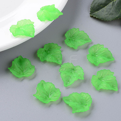 Frosted Transparent Acrylic Grape Leaf Pendants X-PAF002Y-7-1