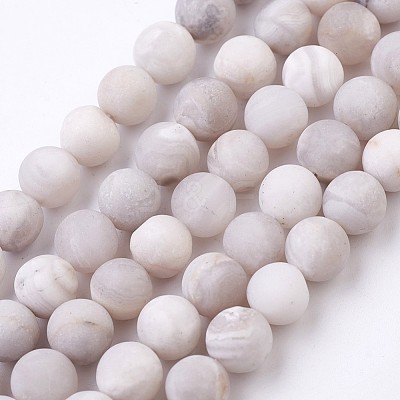Natural White Agate Bead Strands X-G-J376-02-8mm-1