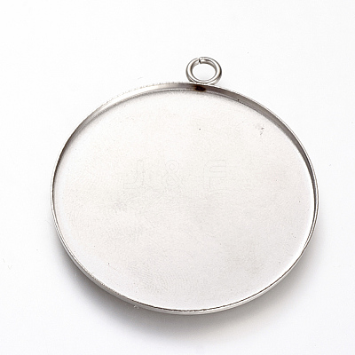 Non-Tarnish 201 Stainless Steel Pendant Cabochon Settings X-STAS-T004-015-1