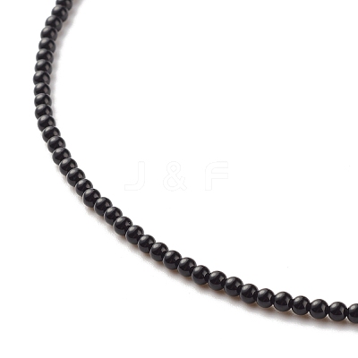Natural Dyed & Heated Black Agate Beaded Necklaces for Women NJEW-JN03789-06-1