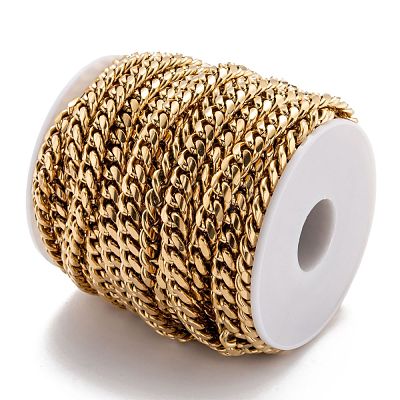 304 Stainless Steel Cuban Link Chain STAS-B019-02B-G-1