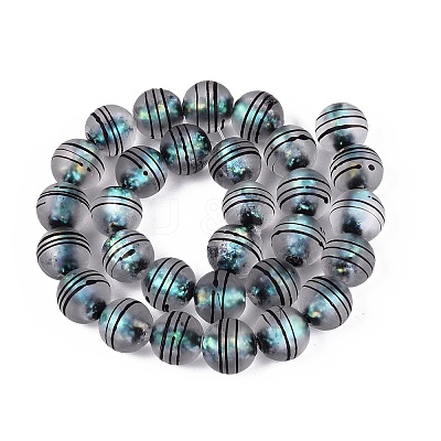 Frosted Handmade Foil Glass Beads Strands FOIL-Q002-02B-1