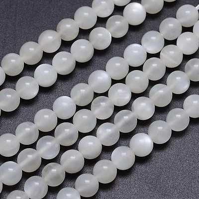 Natural White Moonstone Round Bead Strands G-M262-6mm-04-1