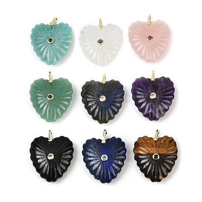 Natural Mixed Stone Carved Pendants G-C276-01G-1