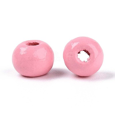 Spray Painted Round Natural Schima Wood Beads WOOD-A018-6mm-06-1