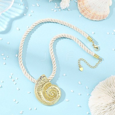 Ocean Brass Conch Shell Shaped Pendant Twisted Nylon Cord Necklaces NJEW-JN06414-1