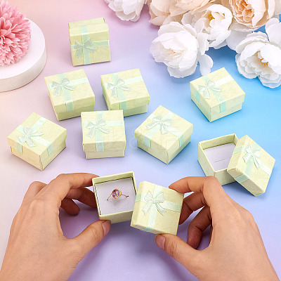 Square Paper Jewelry Ring Gift Boxes with Bowknot CON-TAC0010-80B-1
