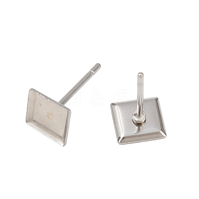 Tarnish Resistant Earring Cabochon Settings 304 Stainless Steel Ear Studs Blank Settings STAS-Q170-09-1