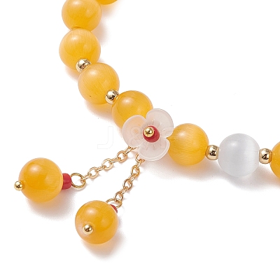 Cat Eye Beads Stretch Bracelets for Women BJEW-TA00691-02-1