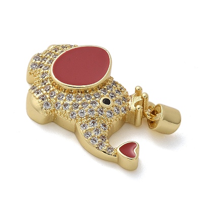 Elephant Brass Micro Pave Cubic Zirconia and Enamel Pendants KK-M319-05G-1
