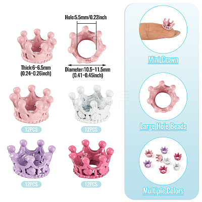 48Pcs 4 Colors Alloy Crown European Beads FIND-TA0010-45-1