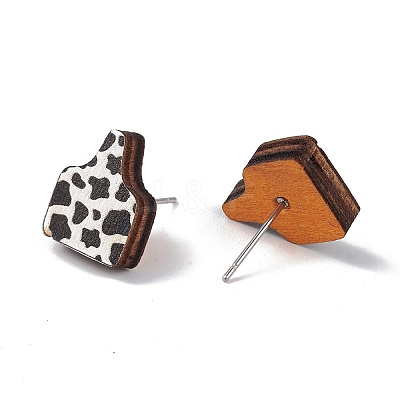 Natural Wood Stud Earrings EJEW-C013-01F-1